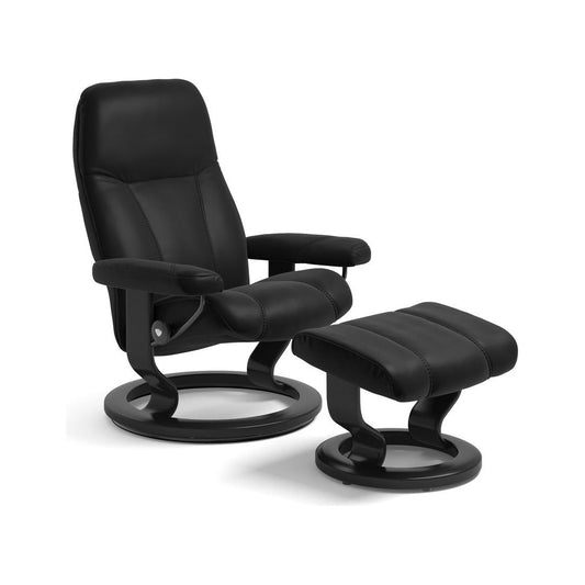 Consul Small Leather Recliner - Classic Base