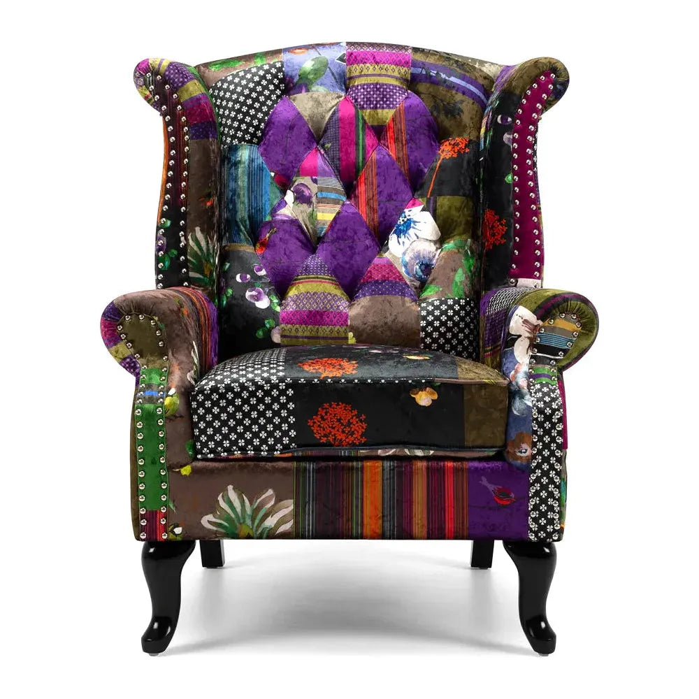 Patchwork Wingback Armchair