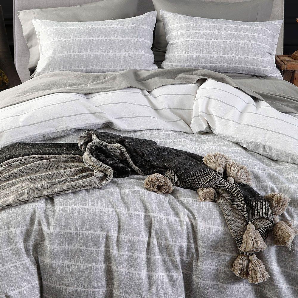 Flannel Mari Grey Duvet Cover Set