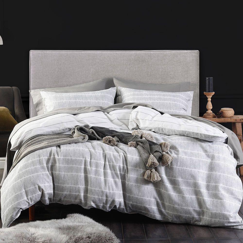 Flannel Mari Grey Duvet Cover Set