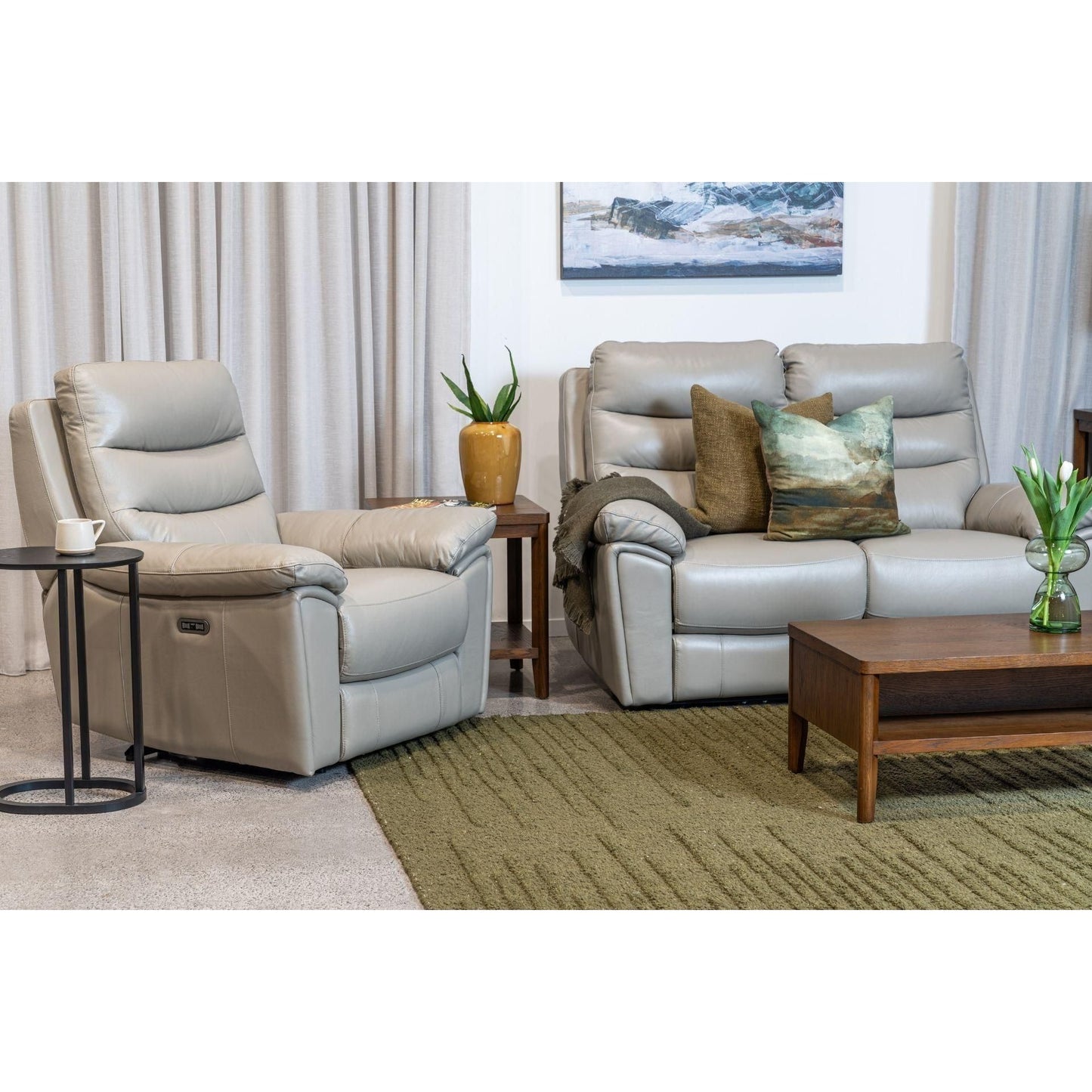 Derby 2 Seater Power Reclining Sofa - Leather
