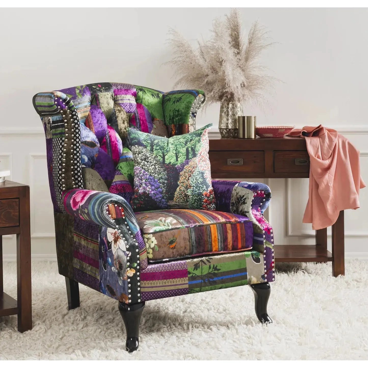 Patchwork Wingback Armchair