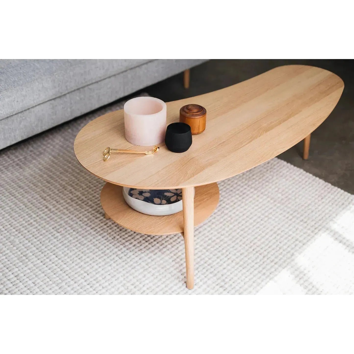 Oslo Shaped Coffee Table with Shelf