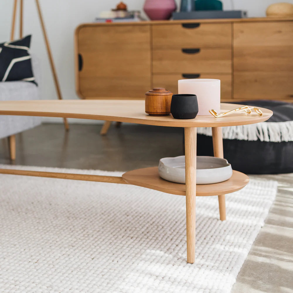 Oslo Shaped Coffee Table with Shelf