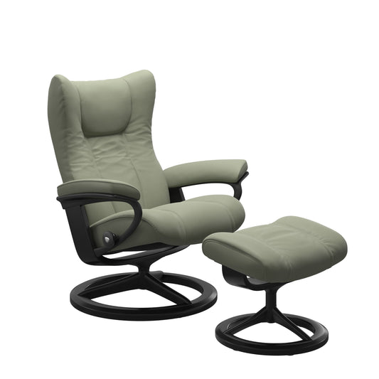 Wing Medium Leather Recliner - Signature Base