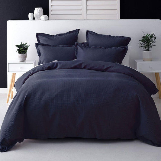 Nova Waffle Navy Duvet Cover Set