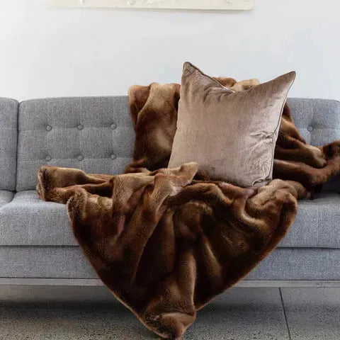 Red Lemur Faux Fur Throw