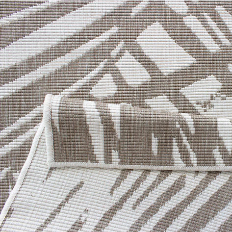 Eden Beige Leaves Outdoor Floor Rug