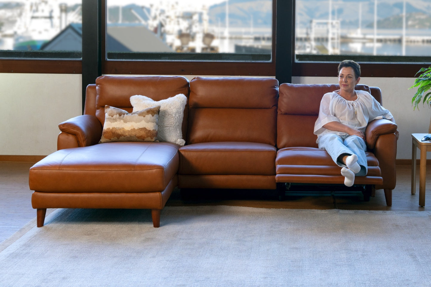 Sereno 2-Seater Power Reclining Sofa with LHF Chaise - Leather