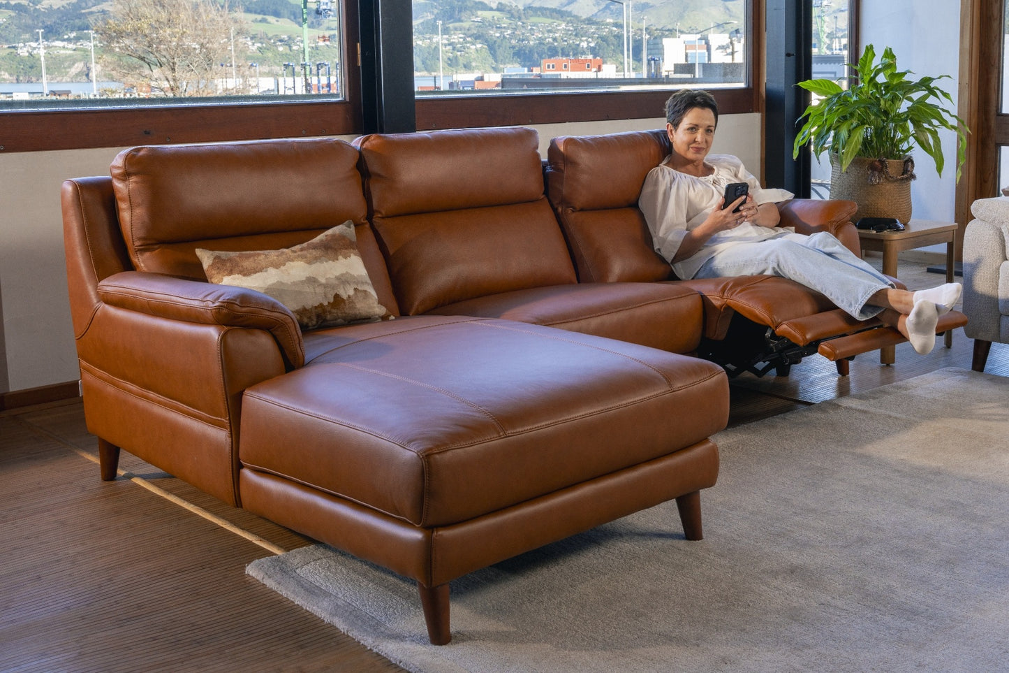 Sereno 2-Seater Power Reclining Sofa with LHF Chaise - Leather