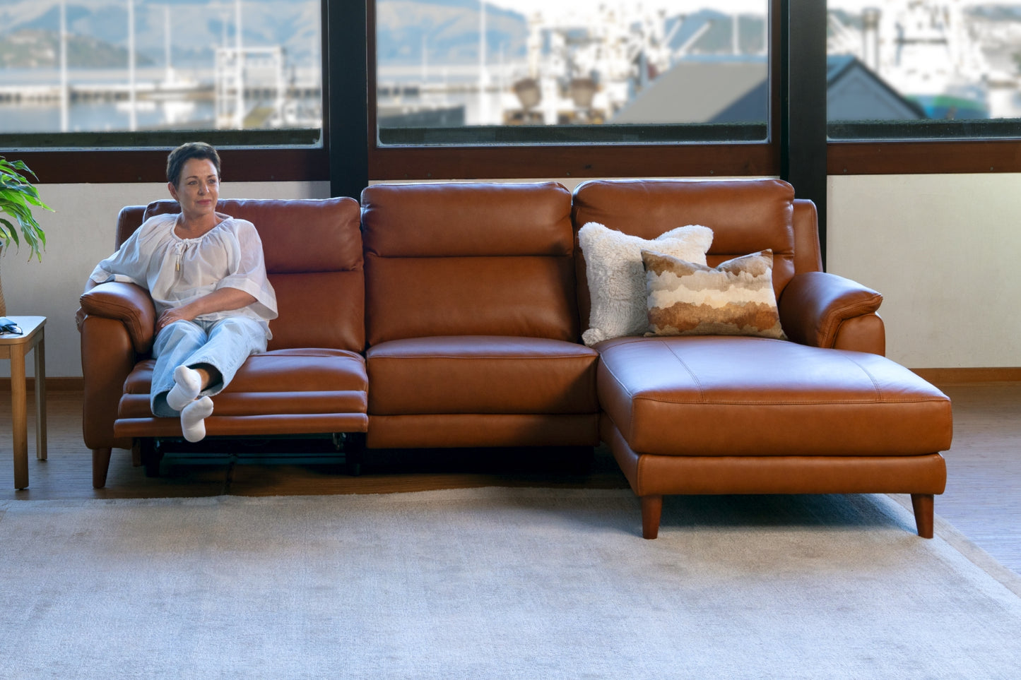 Sereno 2-Seater Power Reclining Sofa with RHF Chaise - Leather