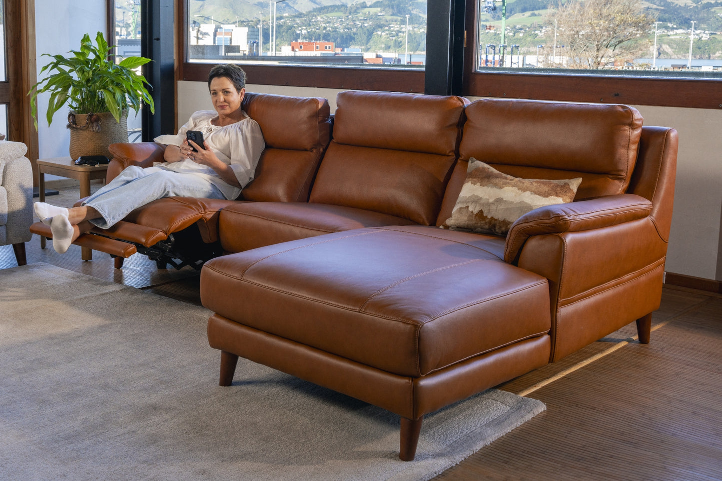Sereno 2-Seater Power Reclining Sofa with RHF Chaise - Leather