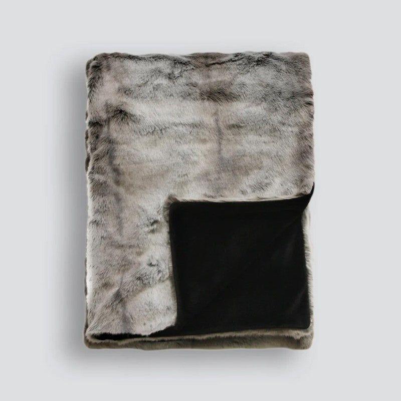 Silver Marten Faux Fur Throw