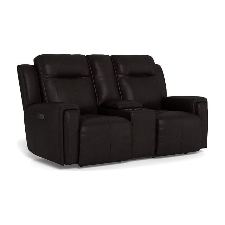 United 2.5 Seater Power Reclining Sofa with Console & Lumbar - Leather