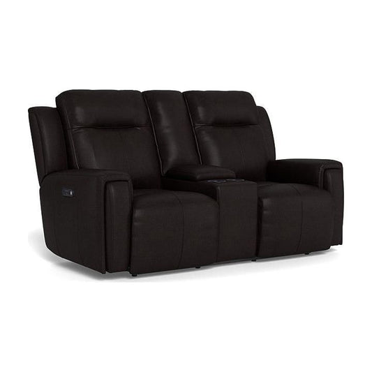 United 2.5 Seater Power Reclining Sofa with Console & Lumbar - Leather