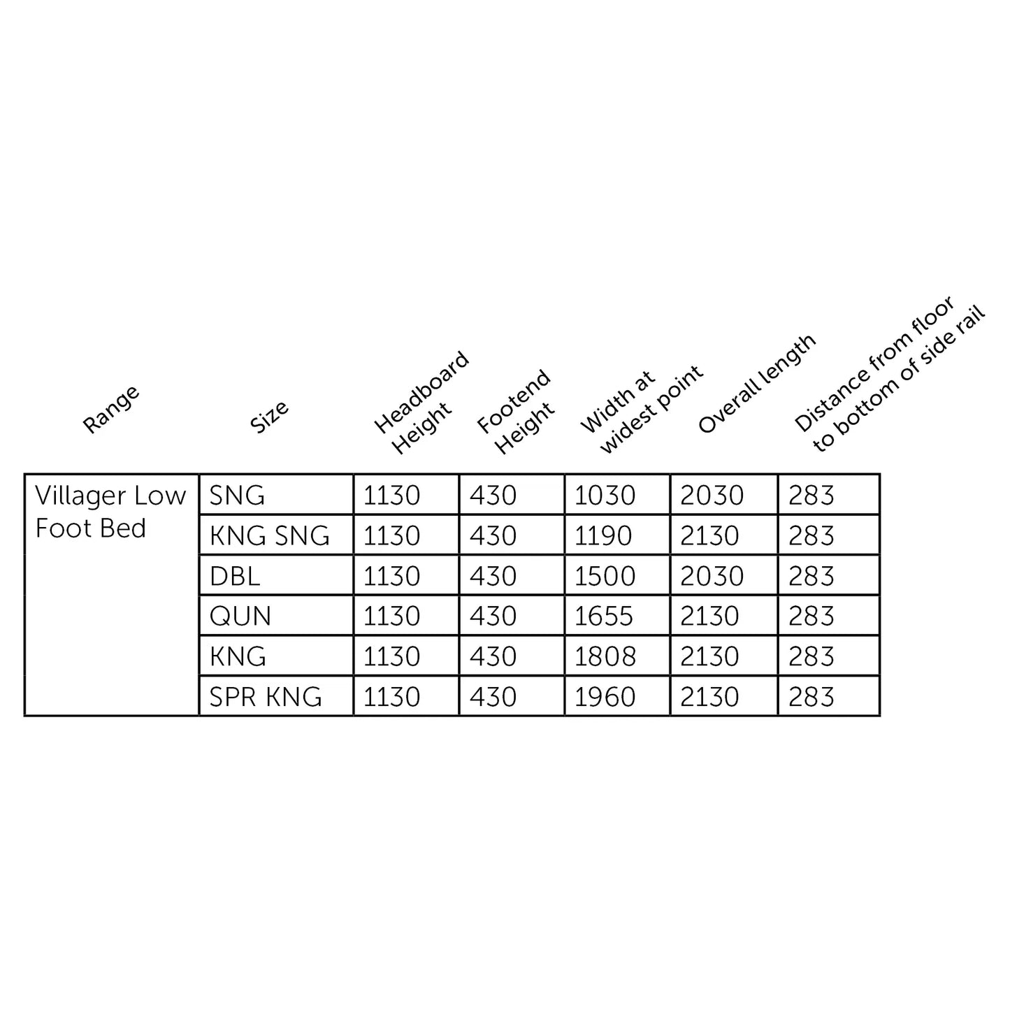 Villager Low Foot Bed Frame