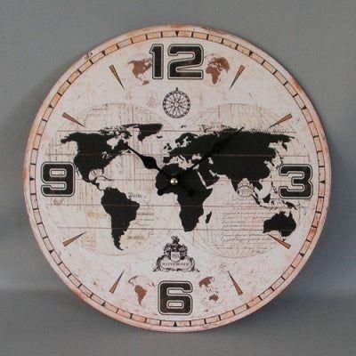 World Map 34cm Clock