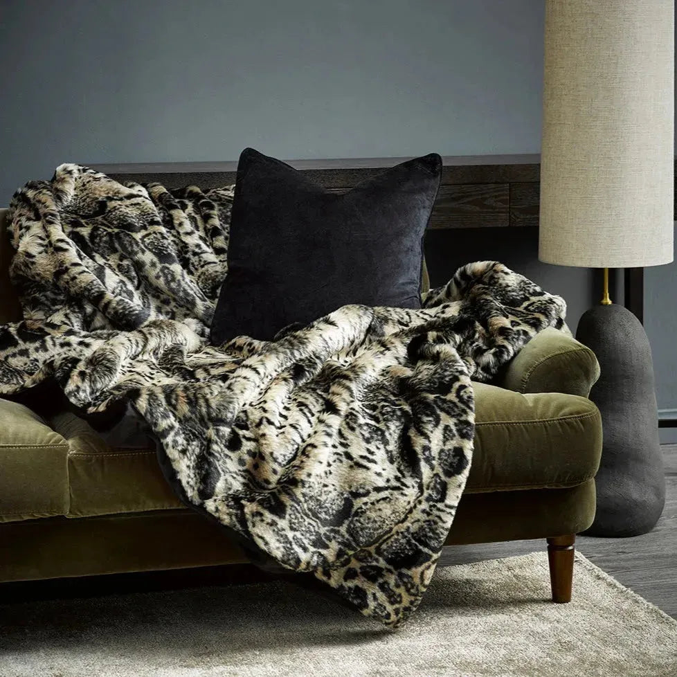 African Leopard Faux Fur Throw