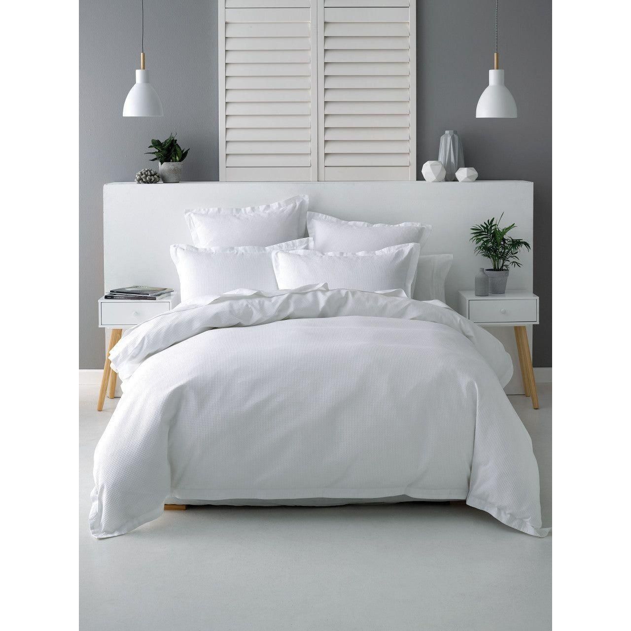 Nova Waffle White Duvet Cover Set