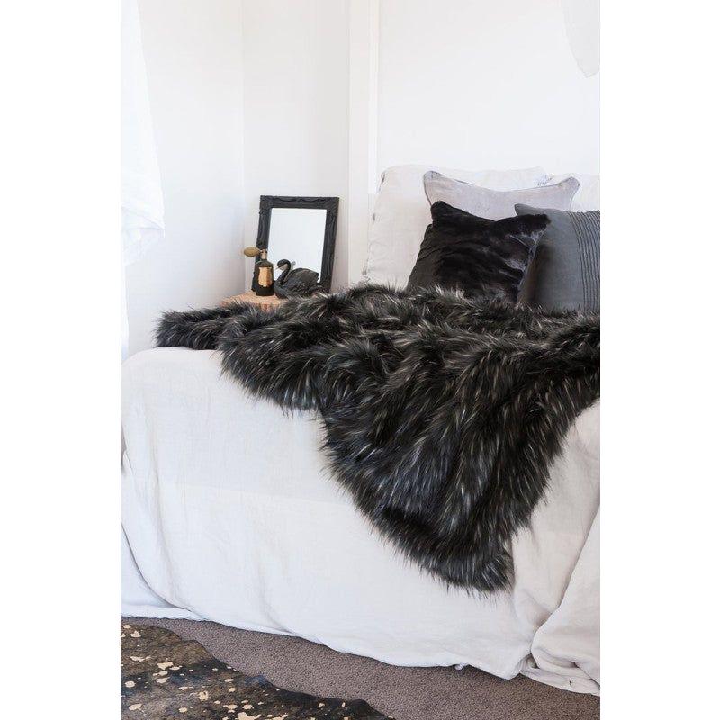 Ebony Plume Faux Fur Throw
