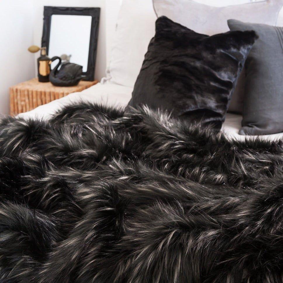Ebony Plume Faux Fur Throw
