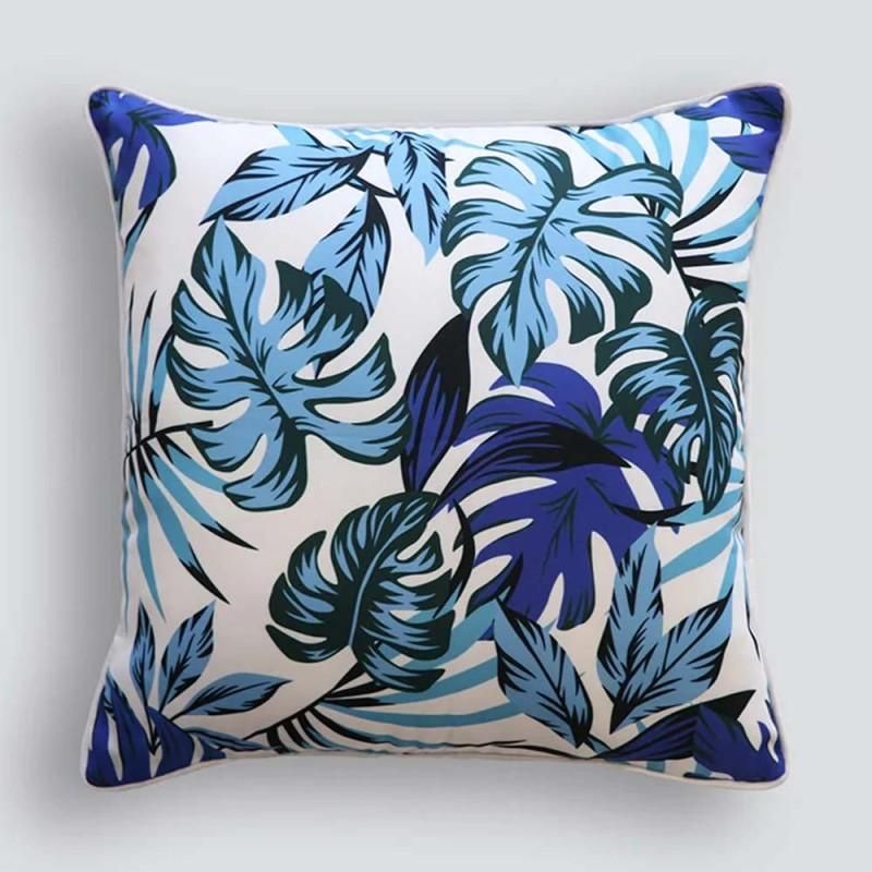 Tropical Monstera Blue Outdoor Cushion