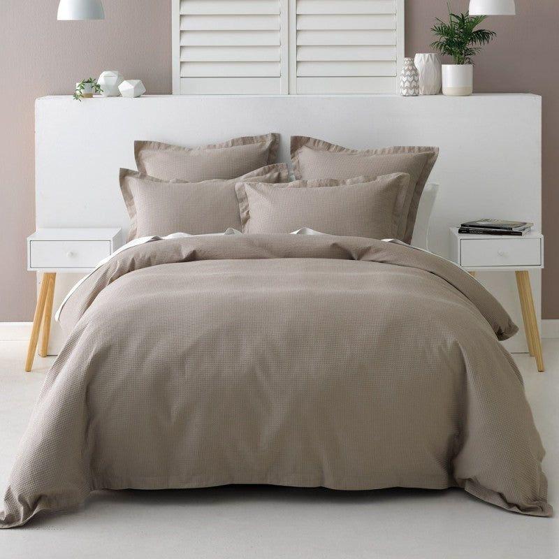 Nova Waffle Taupe Duvet Cover Set