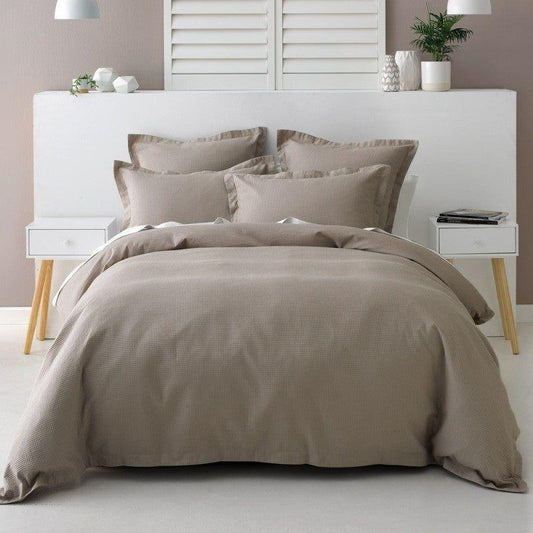 Nova Waffle Taupe Duvet Cover Set