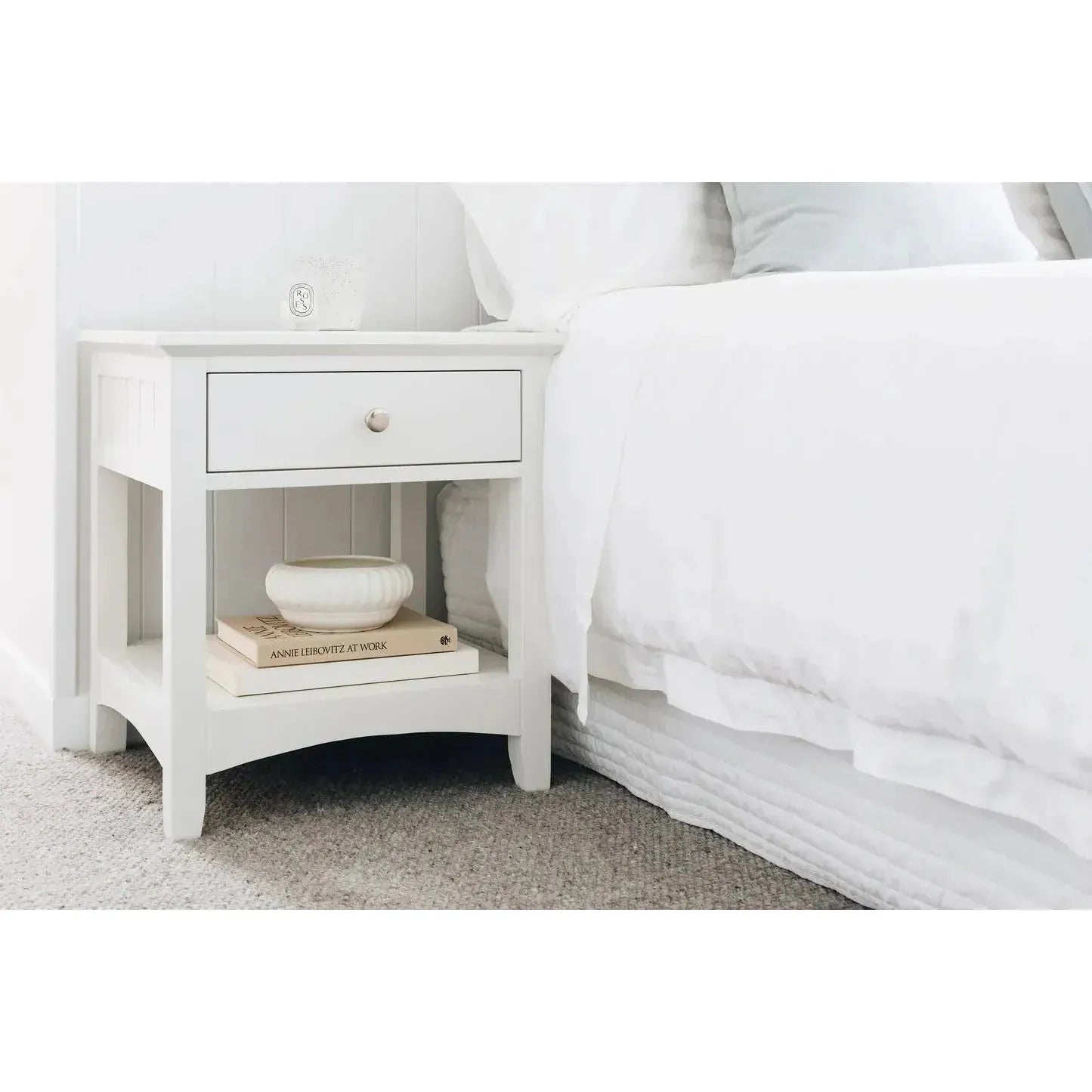 Jessica 1-Drawer Bedside - White