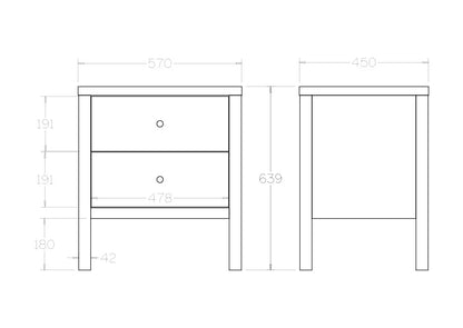 Andes 2-Drawer Bedside