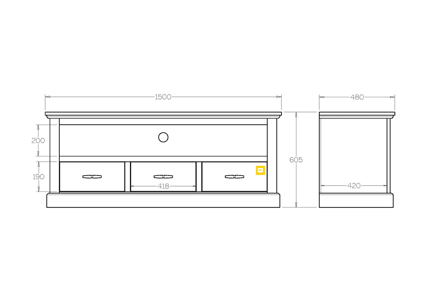 Charlton 3 Drawer TV Unit