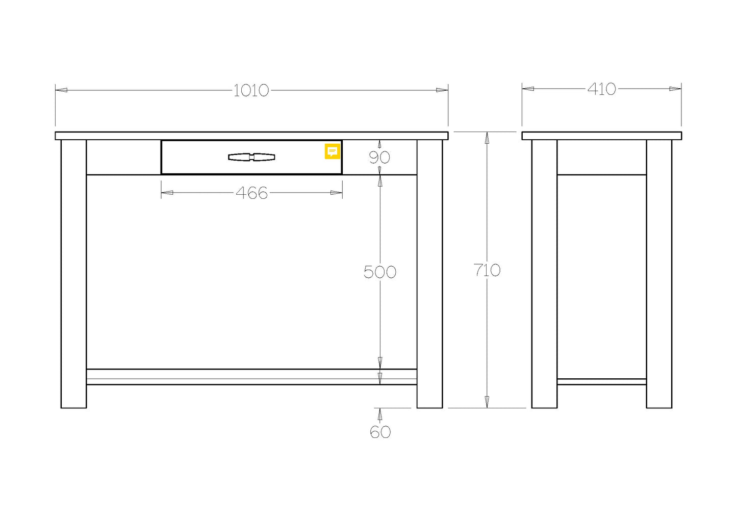 Charlton Hall Table with Rack and Drawer