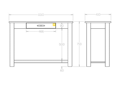 Charlton Hall Table with Rack and Drawer