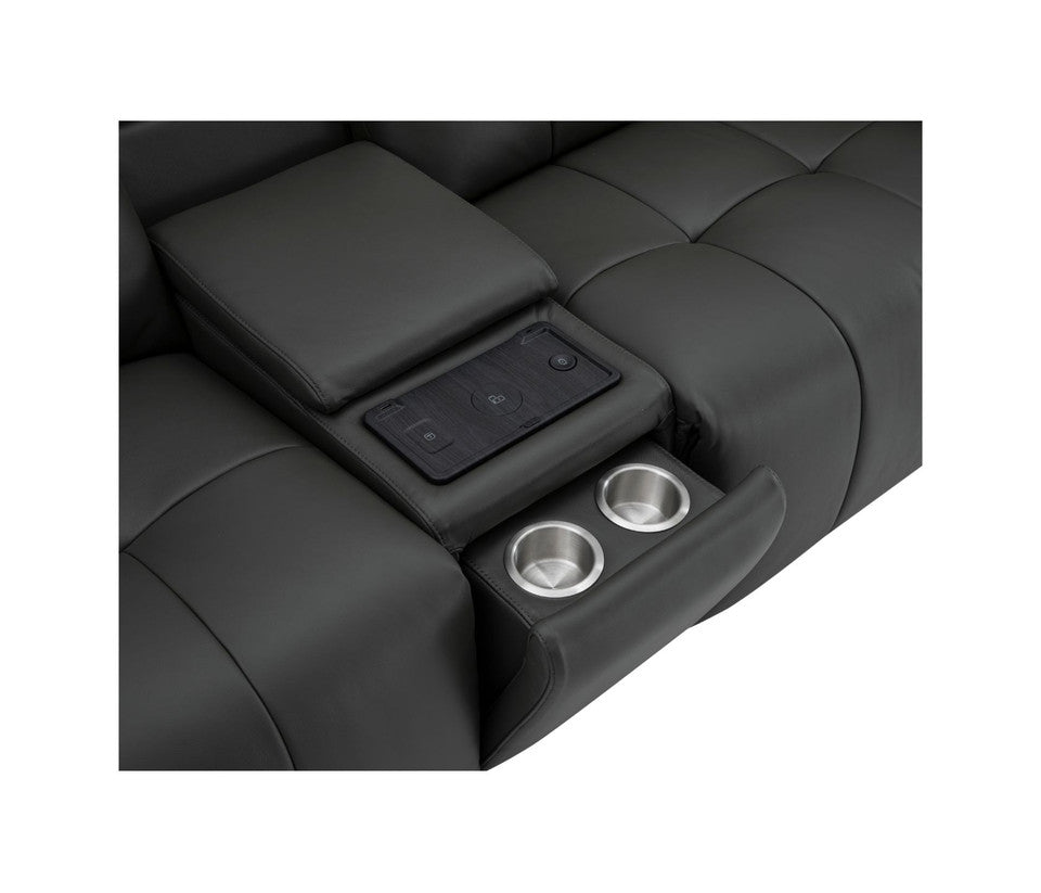 Durham 2-Seater Power Sofa with Console - Leather