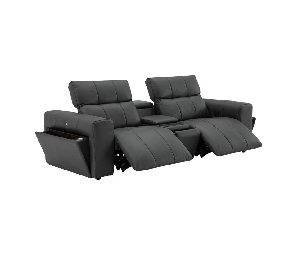 Durham 2-Seater Power Sofa with Console - Leather