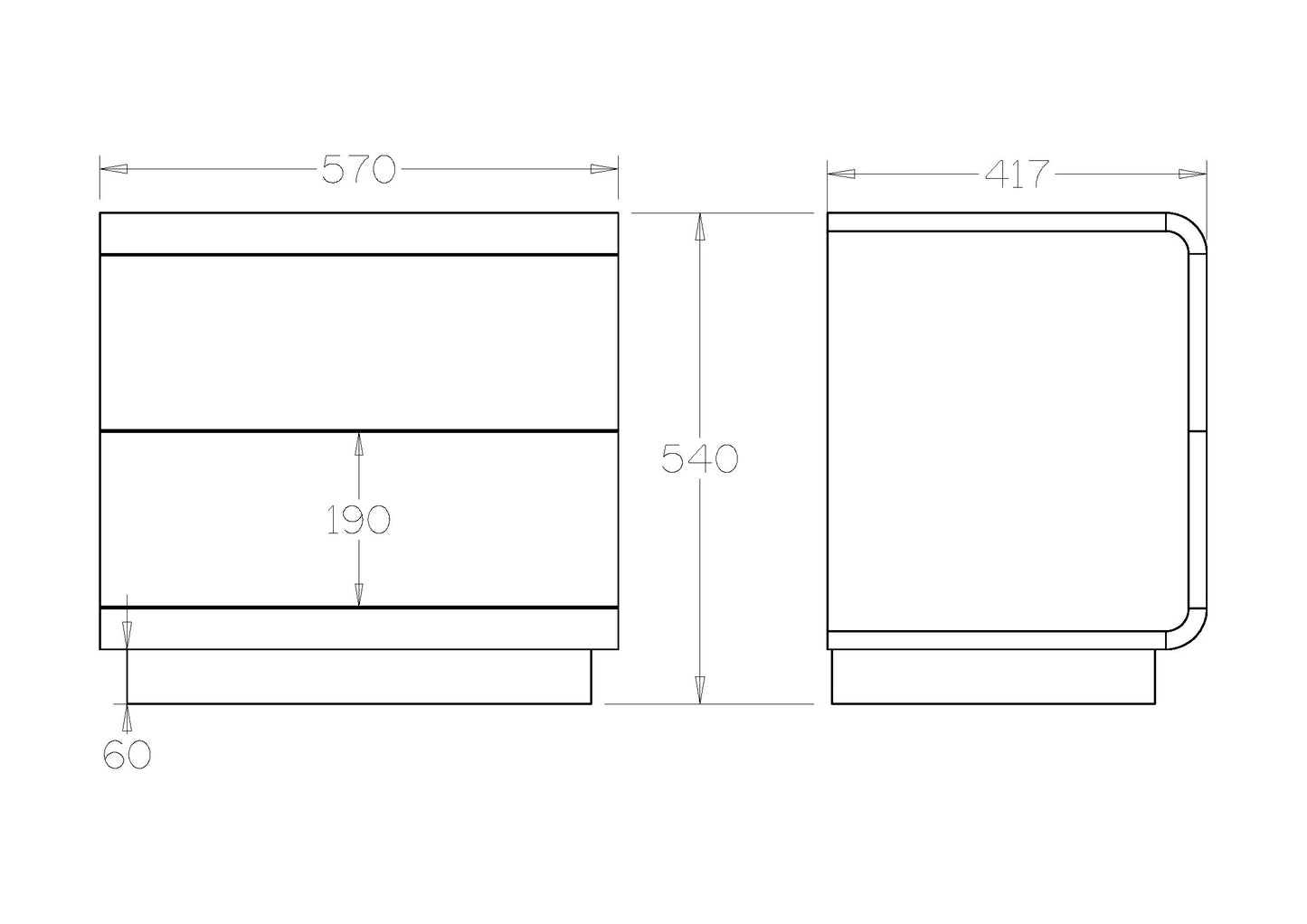 Karamea 2-Drawer Bedside