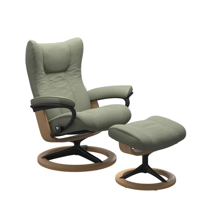 Wing Medium Leather Recliner - Signature Base