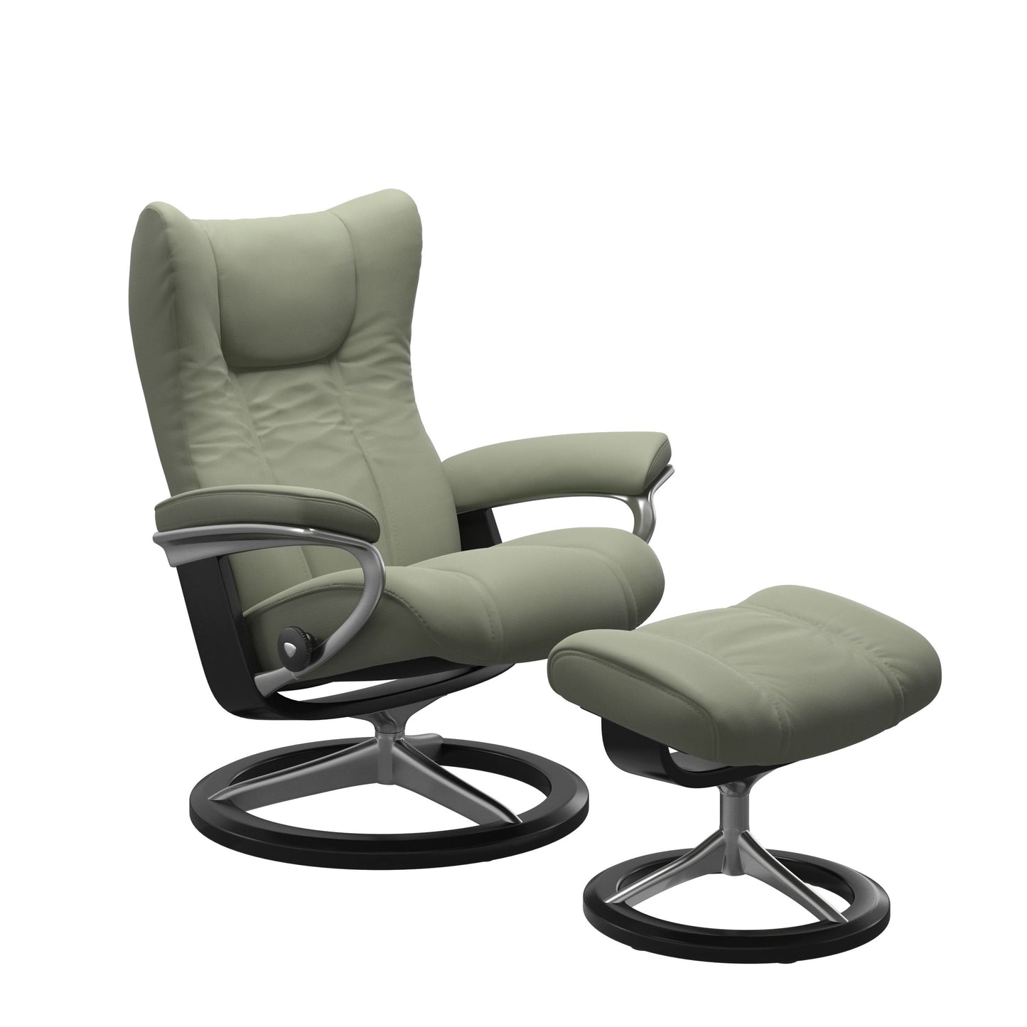 Wing Medium Leather Recliner - Signature Base