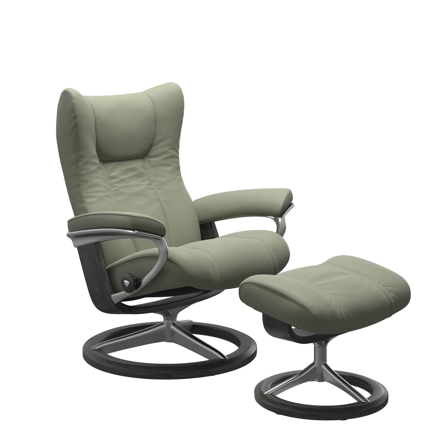 Wing Medium Leather Recliner - Signature Base