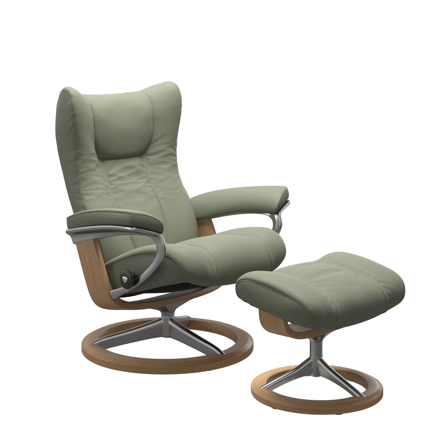 Wing Medium Leather Recliner - Signature Base