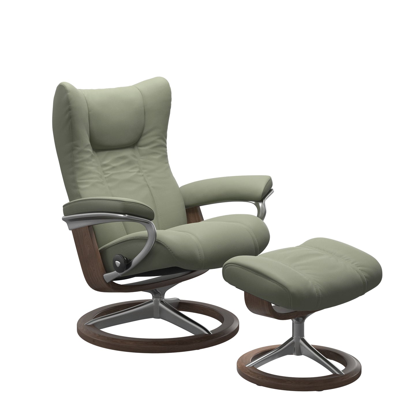 Wing Medium Leather Recliner - Signature Base