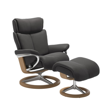 Magic Medium Leather Recliner - Signature Base