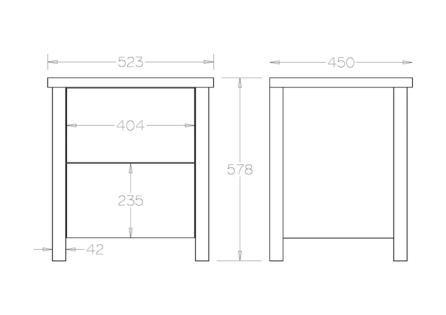 Portland 2-Drawer Bedside