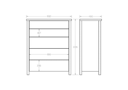 Portland 5-Drawer Tallboy