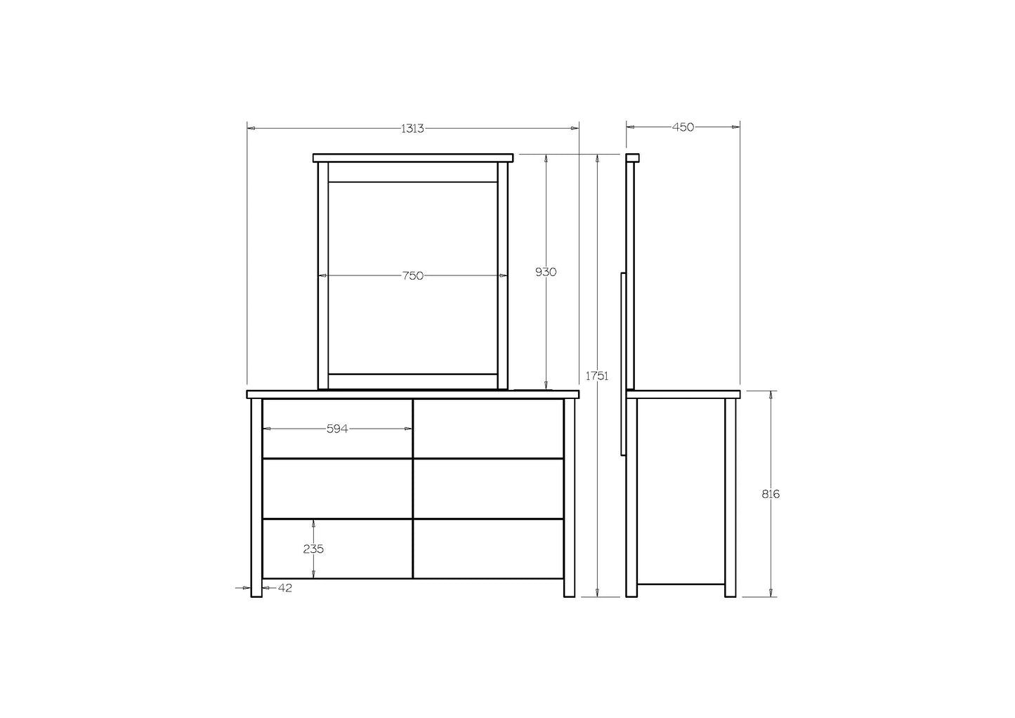 Portland 6-Drawer Dresser & Mirror