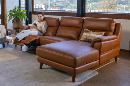 Sereno 2-Seater Power Reclining Sofa with RHF Chaise - Leather