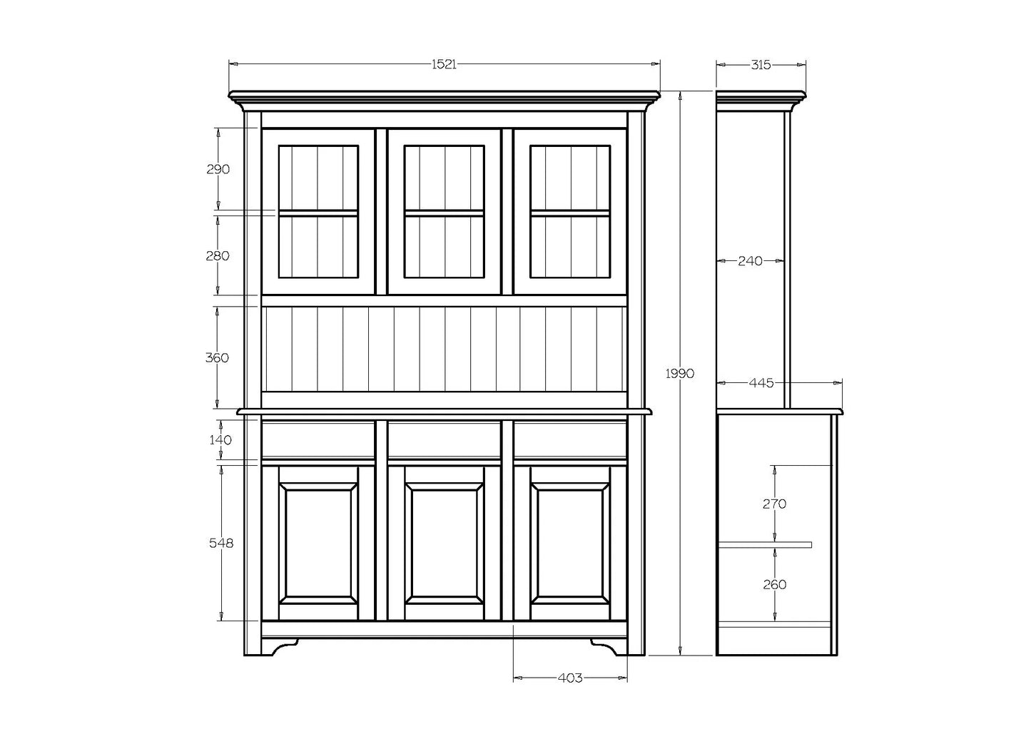 Villager 3 Door Hutch