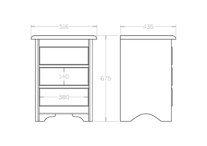 Villager 3-Drawer Bedside