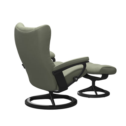 Wing Medium Leather Recliner - Signature Base
