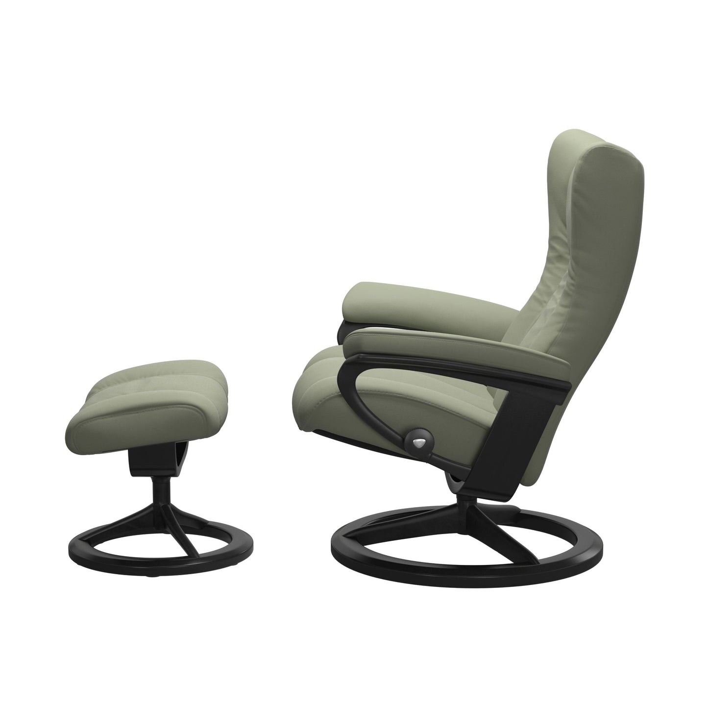 Wing Medium Leather Recliner - Signature Base